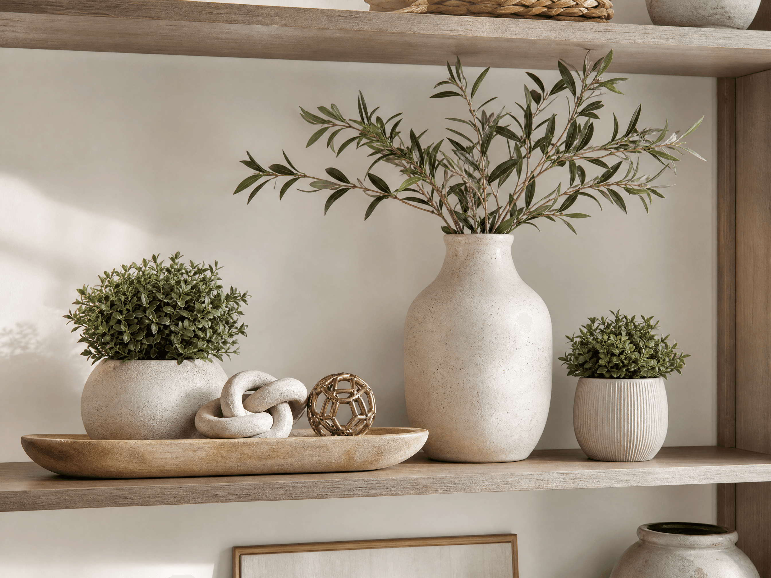 Shelf Styling Starter Set — Instantly bring an empty ledge to life with vase, greenery and ornaments.